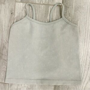 Women's Light Sage Green Ribbed Tank Top Size M/L Open Back Crossover Straps